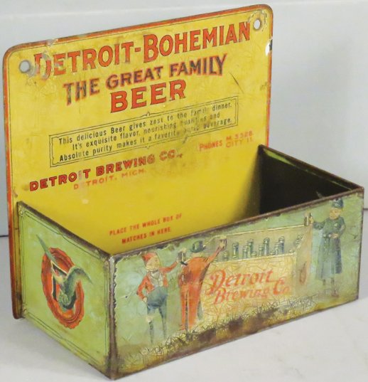 Detroit-Bohemian Beer Tin Litho Match Holder (1 of 1)