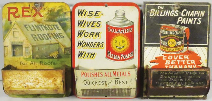 Three Advertising Tin Litho Match Holders (1 of 1)