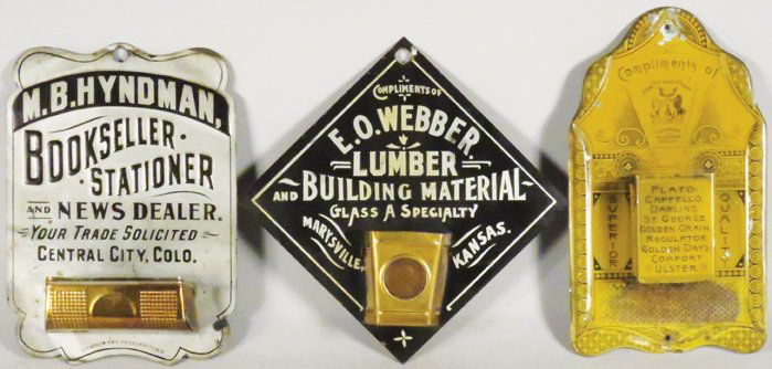 Three Advertising Tin Litho Match Holders (1 of 1)