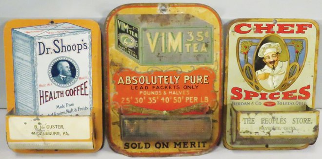 Three Advertising Tin Litho Match Holders (1 of 1)