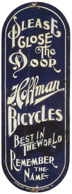 Hoffman Bicycles Embossed Tin Door Push (1 of 1)