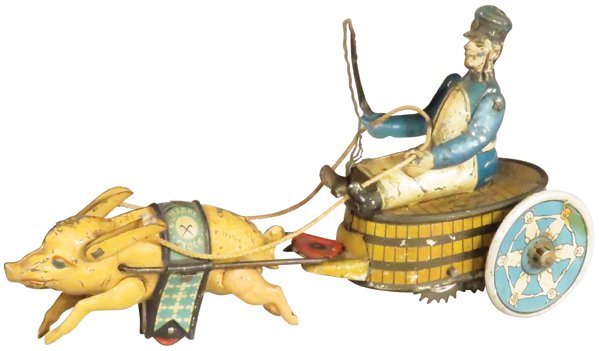 Tin Litho Wind Up Toy Butcher Cart (1 of 2)