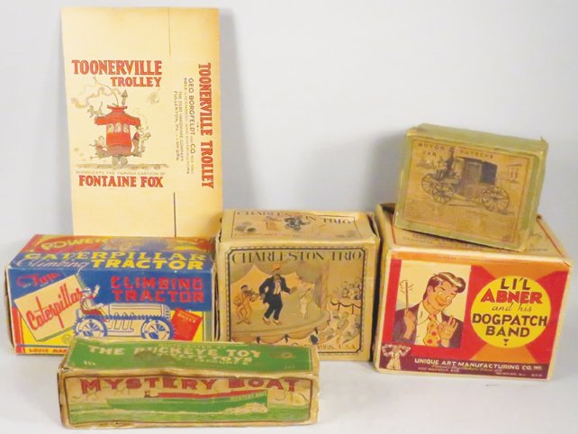Collection of Six Original Toy Cardboard Boxes (1 of 1)
