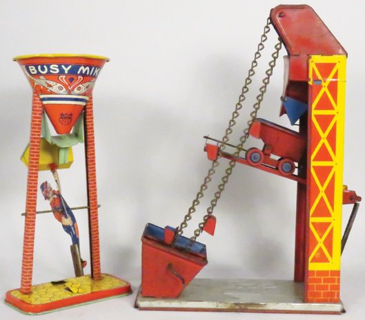 Two Vintage Tin Wind Up Construction Toys (1 of 1)