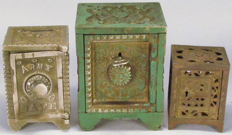Three Cast Iron Safe Style Still Banks (1 of 3)