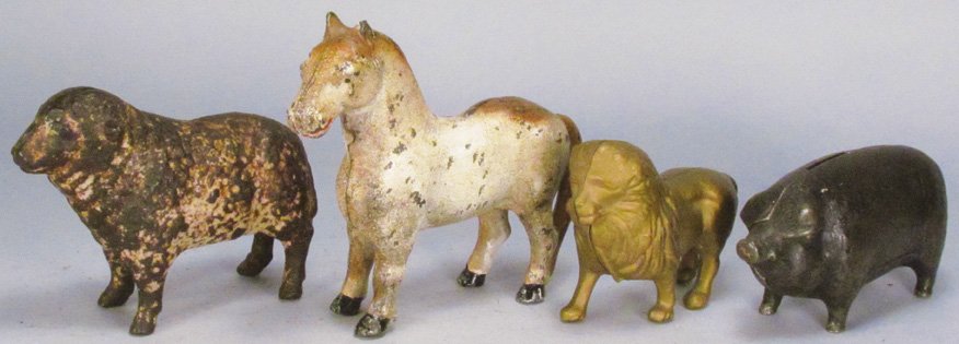 Four Cast Iron Animal Figural Still Banks (1 of 2)
