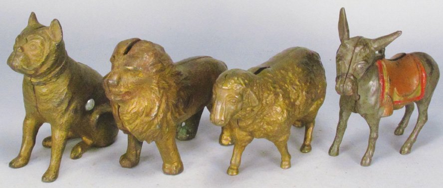 Four Cast Iron Animal Figural Still Banks (1 of 2)