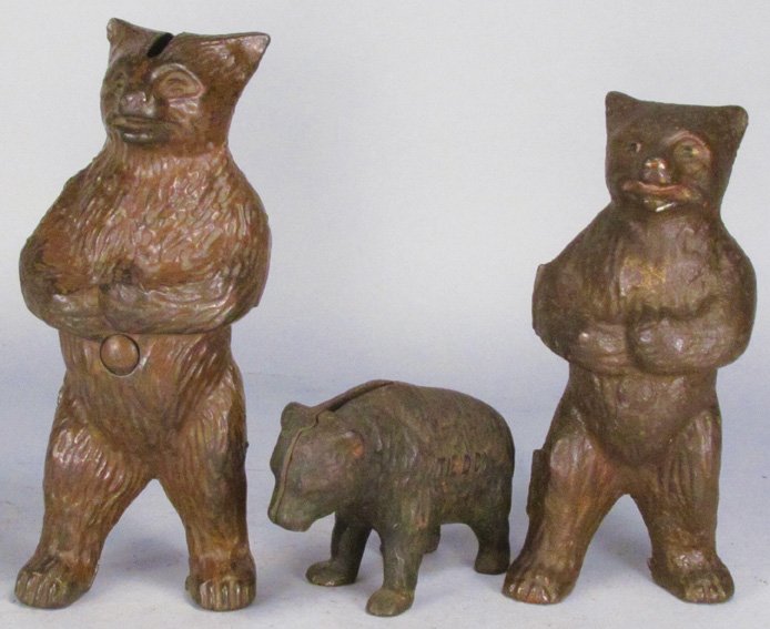 Three Cast Iron Bear Figural Still Banks (1 of 2)