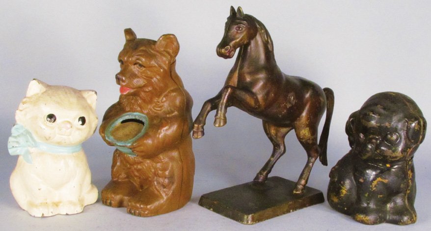 Four Cast Iron Animal Figural Still Banks (1 of 2)