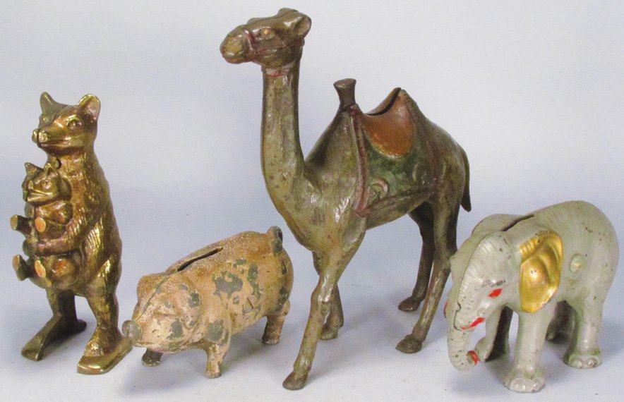 Four Cast Iron Animal Figural Still Banks (1 of 2)