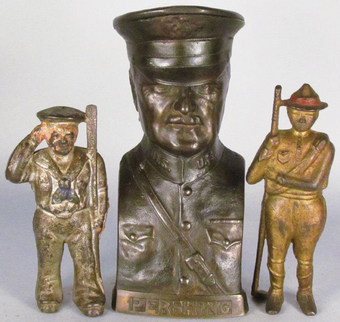 Three Cast Iron Military Motif Still Banks (1 of 2)