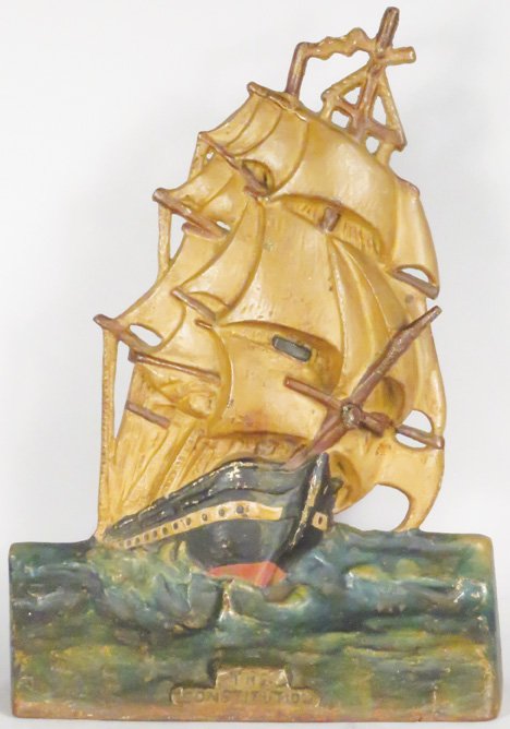 Cast Iron US Constitution Sailing Ship Doorstop (1 of 2)