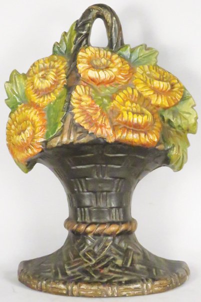 Cast Iron Chrysanthemums Flower Basket Doorstop (1 of 2)