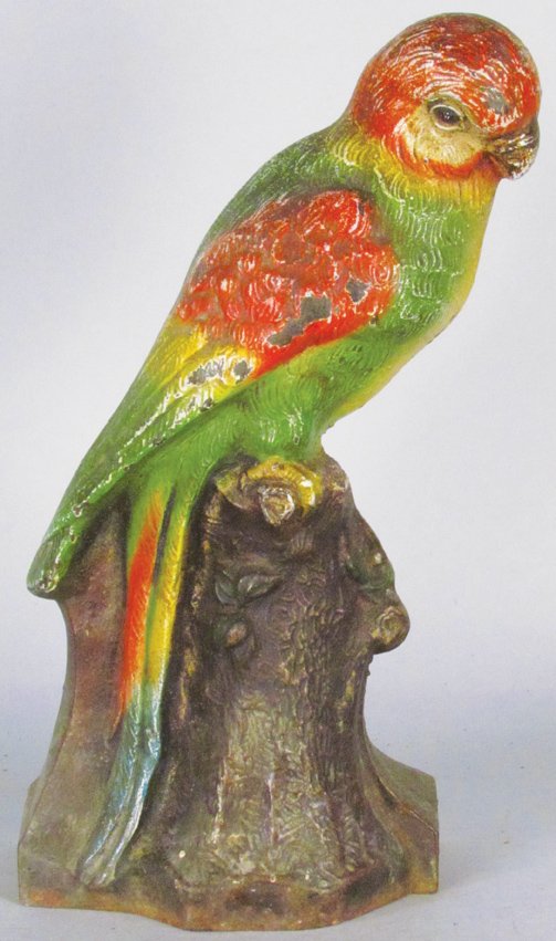 Cast Iron Parrot on Stump Door Stop (1 of 1)