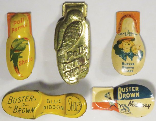 Collection of 5 Shoe Advertising Tin Litho Clickers (1 of 1)