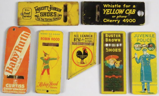 Collection of Tin Litho Advertising Whistles (1 of 1)