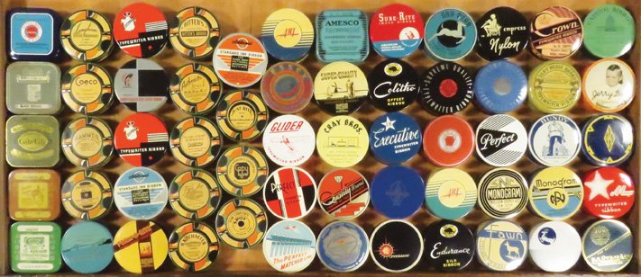 59 Typewriter Ribbon Tins and Boxes (1 of 1)