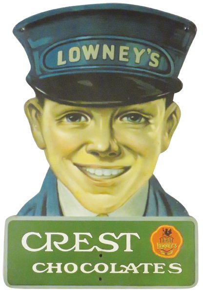 Lowney's Crest Chocolates Die Cut Tin Sign (1 of 1)