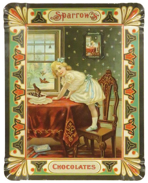 Extremely Rare Large Size Sparrow's Tin Tray (1 of 2)