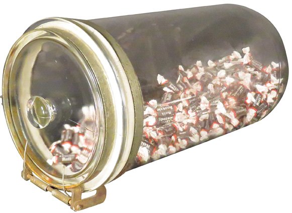 Unusual Horizontal Glass Store Candy Jar (1 of 1)