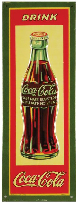 1931 Coca Cola Embossed Tin Door Push (1 of 1)