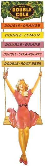 Double Cola Die Cut Carboard String Hanger: Double Cola Die Cut Carboard String Hanger. Soda Fountain Store Menu. Restoration below ankle/pencil mark on "E" in double otherwise near mint condition. Professionally matted and framed under glass. 