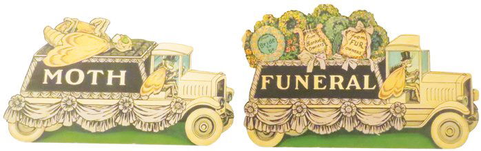 Rare Moth Funeral Die Cut Cardboard 2pc Sign (1 of 1)