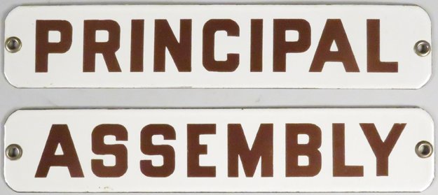 Principal and Assembly Porcelain Signs (1 of 1)