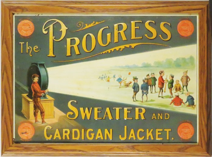 The Progress Knitting Mills Embossed Tin Sign (1 of 1)