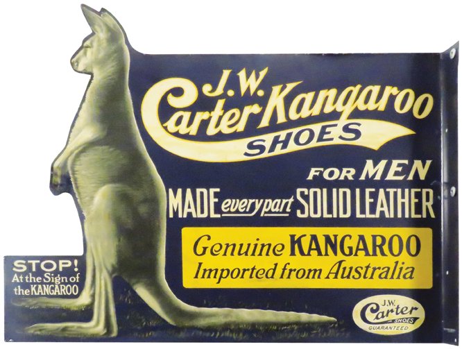 J.W. Carter Kangaroo Shoes Tin Flange Sign (1 of 2)