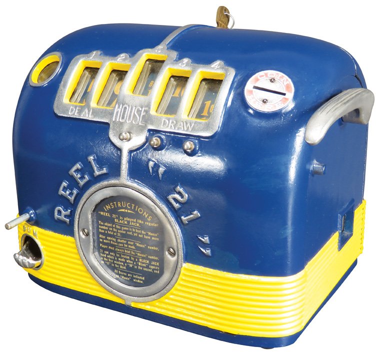 Reel "21" One Cent Gum Vendor Trade Stimulator (1 of 2)