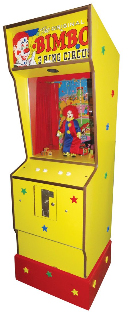 The Original Bimbo 3 Ring Circus Arcade Game: The Original Bimbo 3 Ring Circus Arcade Game. 25 cent play. Very good working condition. 24 X 76 X 22 1/2 Inches.