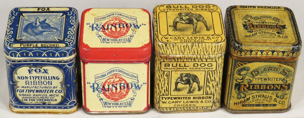 Collection of 4 Early Typewriter Ribbon Tins (1 of 1)