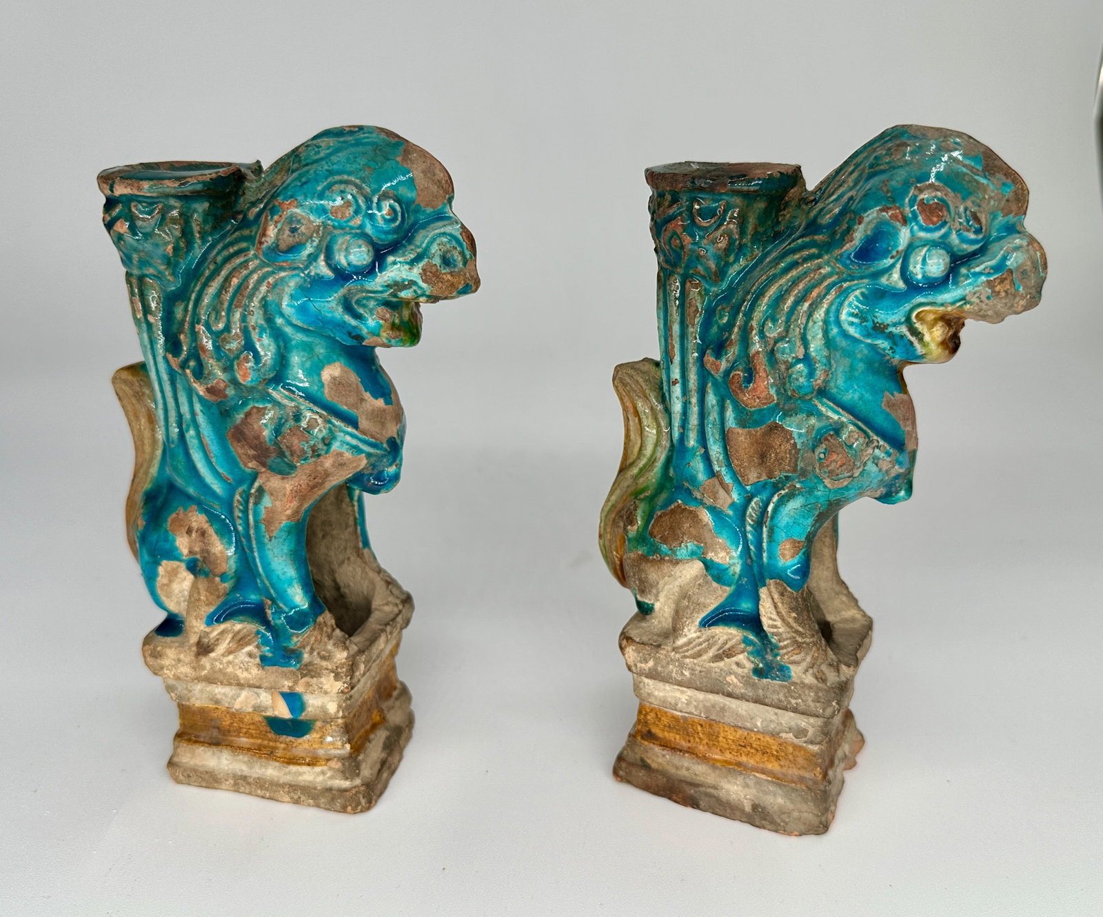 2 Ming Dynasty candleholders: Ming Dynasty. Likely candleholders. Circa 14th - 17th centuries. Ex-Robert W. Cullen. 7.25 by 4 inches. If you have additional questions please contact the auction house directly.