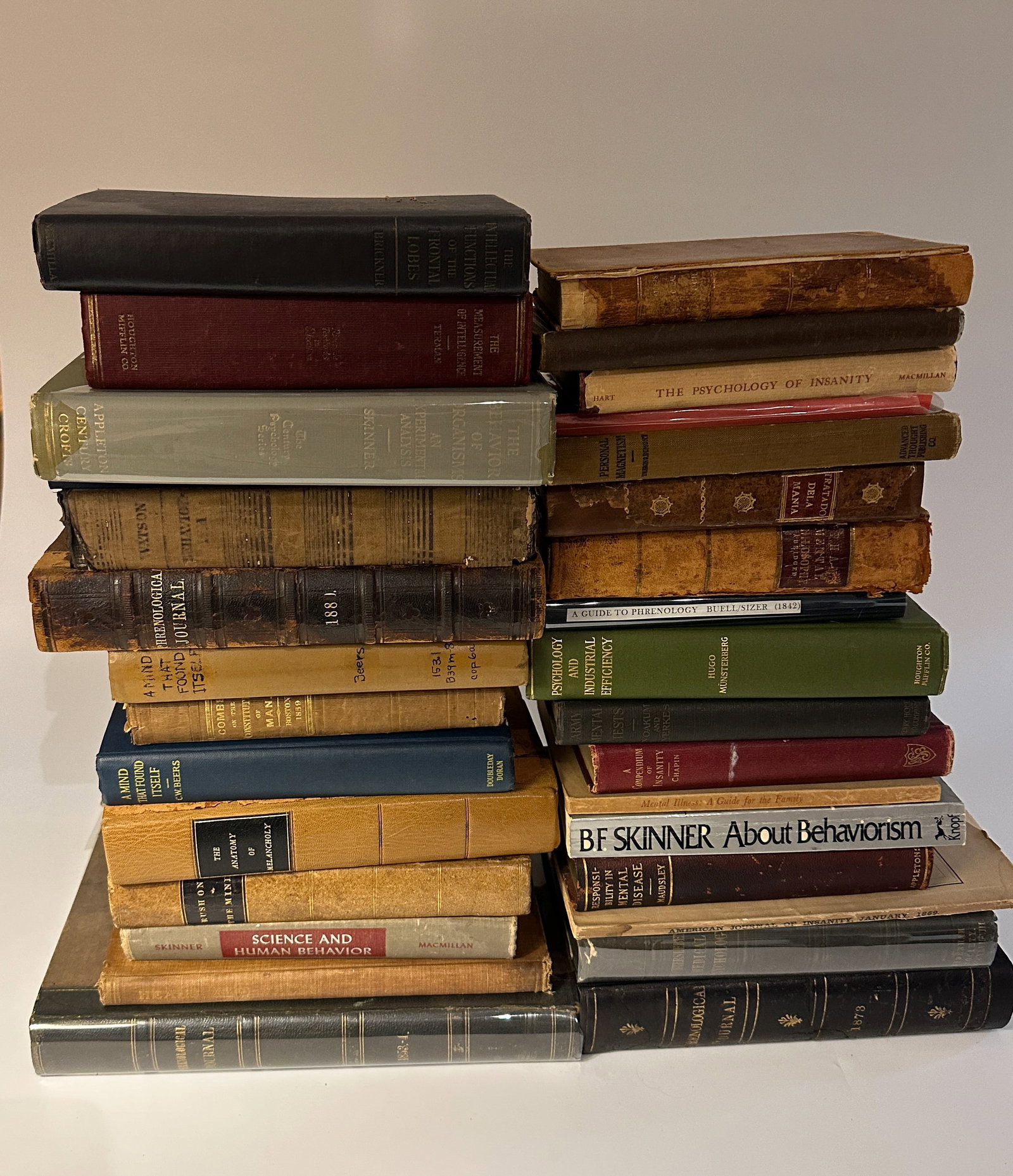 A forensic psychologist's wonderful collection of antique psychology and psychiatry books.: You are bidding on a cornucopia of rare old psychology/psychiatry texts collected by a forensic psychologist. Highlights include: Treating Mania, 1804, by Felipe Pinel (in old Spanish); Army Mental Te