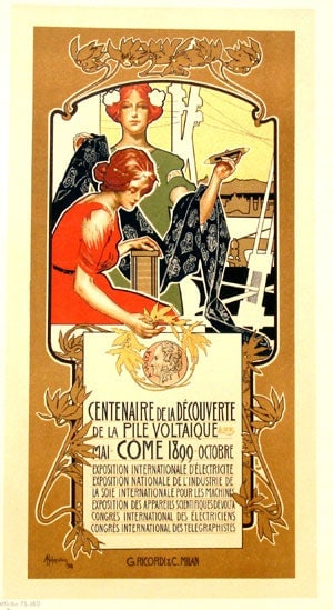 Affiche Italienne pour le "Centenaire de la Decouverte de la Pile Voltaique", Pl. 160. (1 of 1)