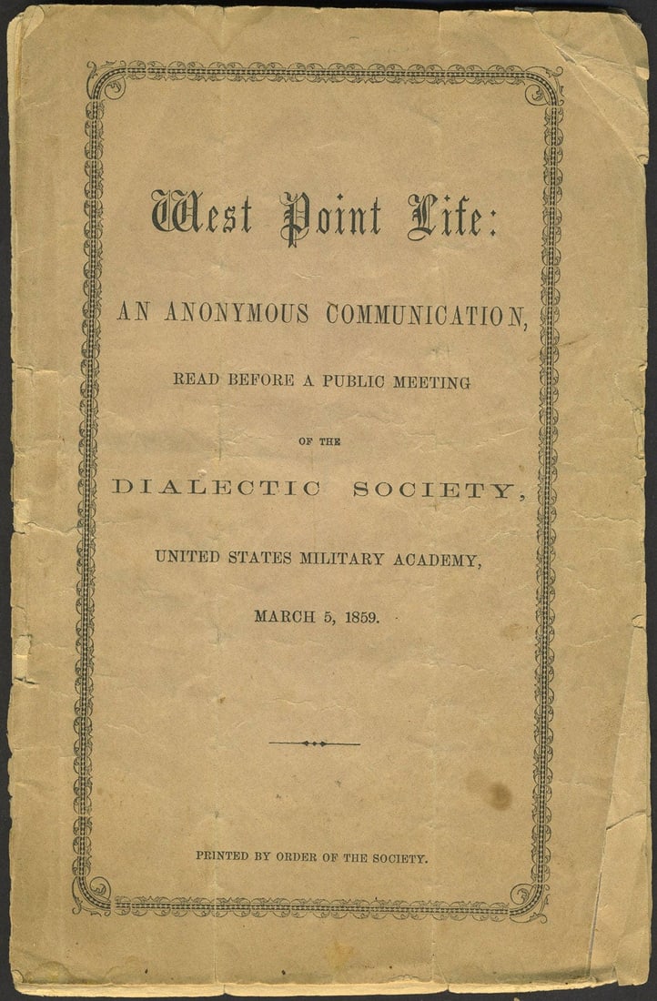 West Point Life: An Anonymous Communication, Read (at USMA), March 5, 1859. (1 of 2)