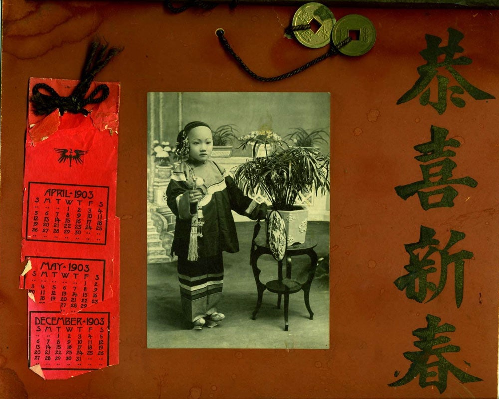 Chinese New Year Calendar for 1903, with coins. (1 of 1)