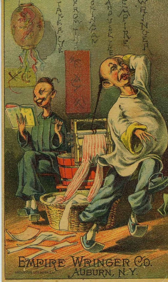Chinese laundry workers, c. 1880.  Empire Wringer Co., Auburn, NY. (1 of 1)
