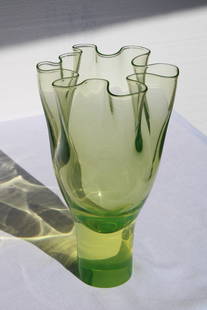 Murano Vase (chartreuse) for Venini: Murano Vase (chartreuse) for Venini. Vase measures 13" high and 7.5" diameter. There's some etching on the bottom of vase.