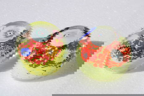 Two Italian Murano Glass Paperweights: Two Italian Murano glass paperweights. They measure 2.75&rdquo; high and 3&rdquo; diameter.