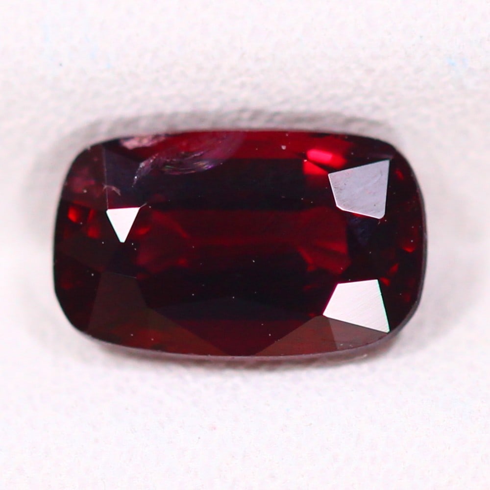 Magnificent 1.34 Carat Red Spinel from Asian: Auction lot of 1.34 carat Asian Red Spinel, measuring 8.0x5.0x3.8mm. Birthstone for September and is often used in rings, pendants, and earrings. It is traditionally gifted for the 45th wedding annive