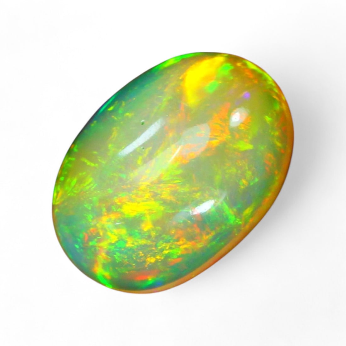 1.72 Carat Natural Ethiopian Welo Opal Solid Cabochon: Auction lot of Ethiopian Welo Opal Gem Type: Natural Welo Opal Carat Weight: 1.72Ct Dimension: 10.4 x 7.6 x 3.9 mm Origin: Ethiopian Treatment: Unheated/Untreated Type: Cabochon, Polished Birthstone f