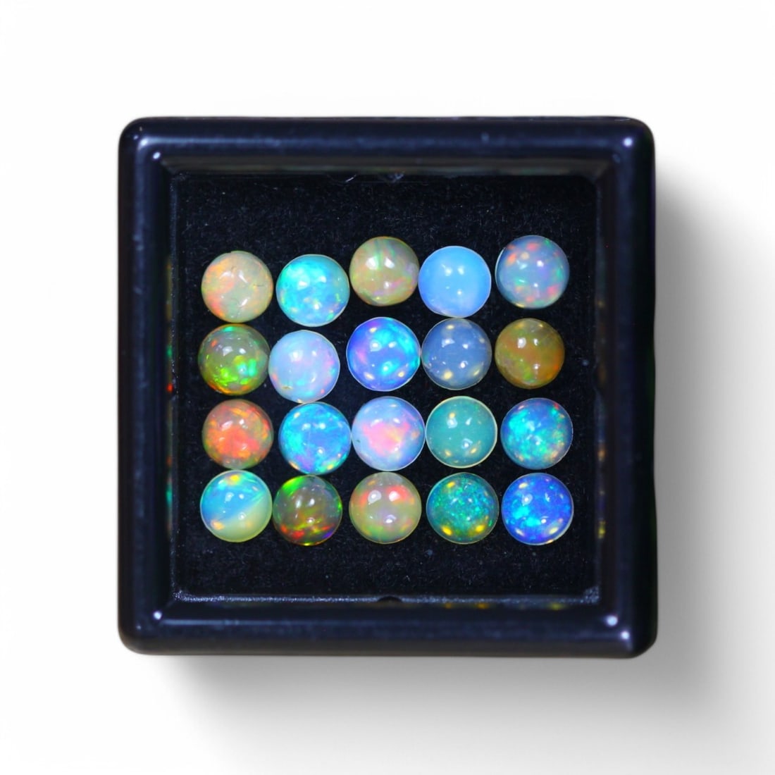 3.56 Carat Natural Ethiopian Welo Opal Solid Cabochon: Auction lot of Ethiopian Welo Opal Gem Type: Natural Welo Opal (Without Box) Carat Weight: 3.56Ct Dimension: 3.9 x 3.9 x 2.1 mm Origin: Ethiopian Treatment: Unheated/Untreated Type: Cabochon, Polished