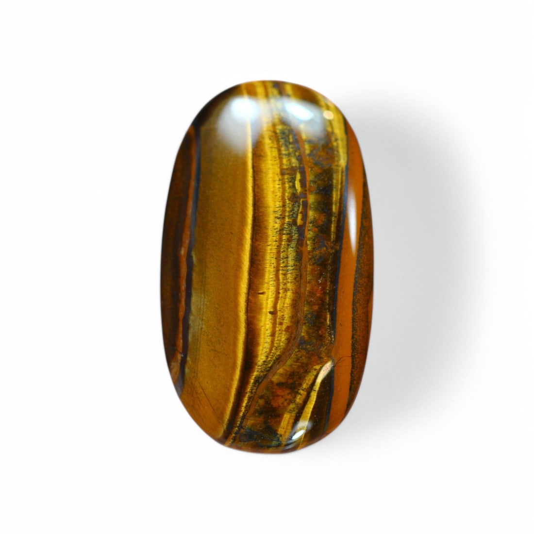 27.89 Carat Natural Golden Tiger Eye Cabochon: Auction lot of Africa Tiger Eye Gem Type: Natural Tiger Eye Carat Weight: 27.89Ct Dimension: 30.1 x 17.2 x 5.6 mm Origin: Africa Treatment: Unheated Type: Cabochon, Polished Birthstone for June and is