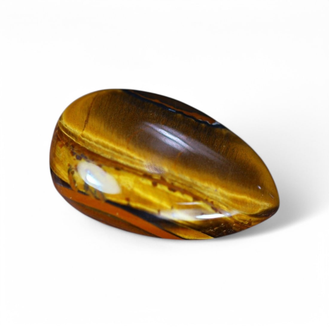 46.79 Carat Natural Golden Tiger Eye Cabochon: Auction lot of Africa Tiger Eye Gem Type: Natural Tiger Eye Carat Weight: 46.79Ct Dimension: 33.7 x 20.7 x 7.8 mm Origin: Africa Treatment: Unheated Type: Cabochon, Polished Birthstone for June and is