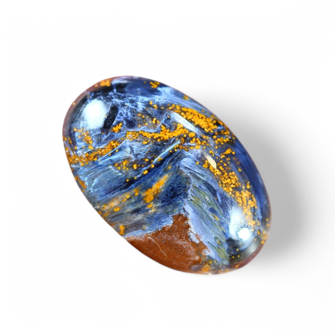 22.11 Carat Natural Pietersite Cabochon: Auction lot of Pietersite Gem Type: Natural Pietersite Carat Weight: 22.11Ct Dimension: 24.6 x 15.8 x 6.4 mm Origin: Namibia Treatment: Unheated / Untreated Type: Cabochon, Polished Birthstone for Aug