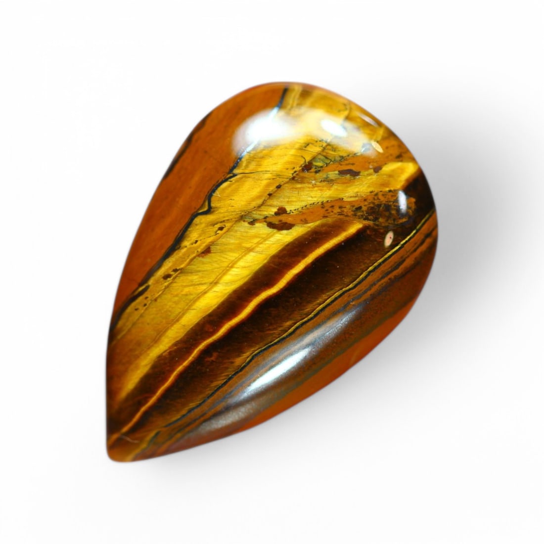 36.13 Carat Natural Golden Tiger Eye Cabochon: Auction lot of Africa Tiger Eye Gem Type: Natural Tiger Eye Carat Weight: 36.13Ct Dimension: 29.9 x 15.5 x 7.3 mm Origin: Africa Treatment: Unheated Type: Cabochon, Polished Birthstone for June and is