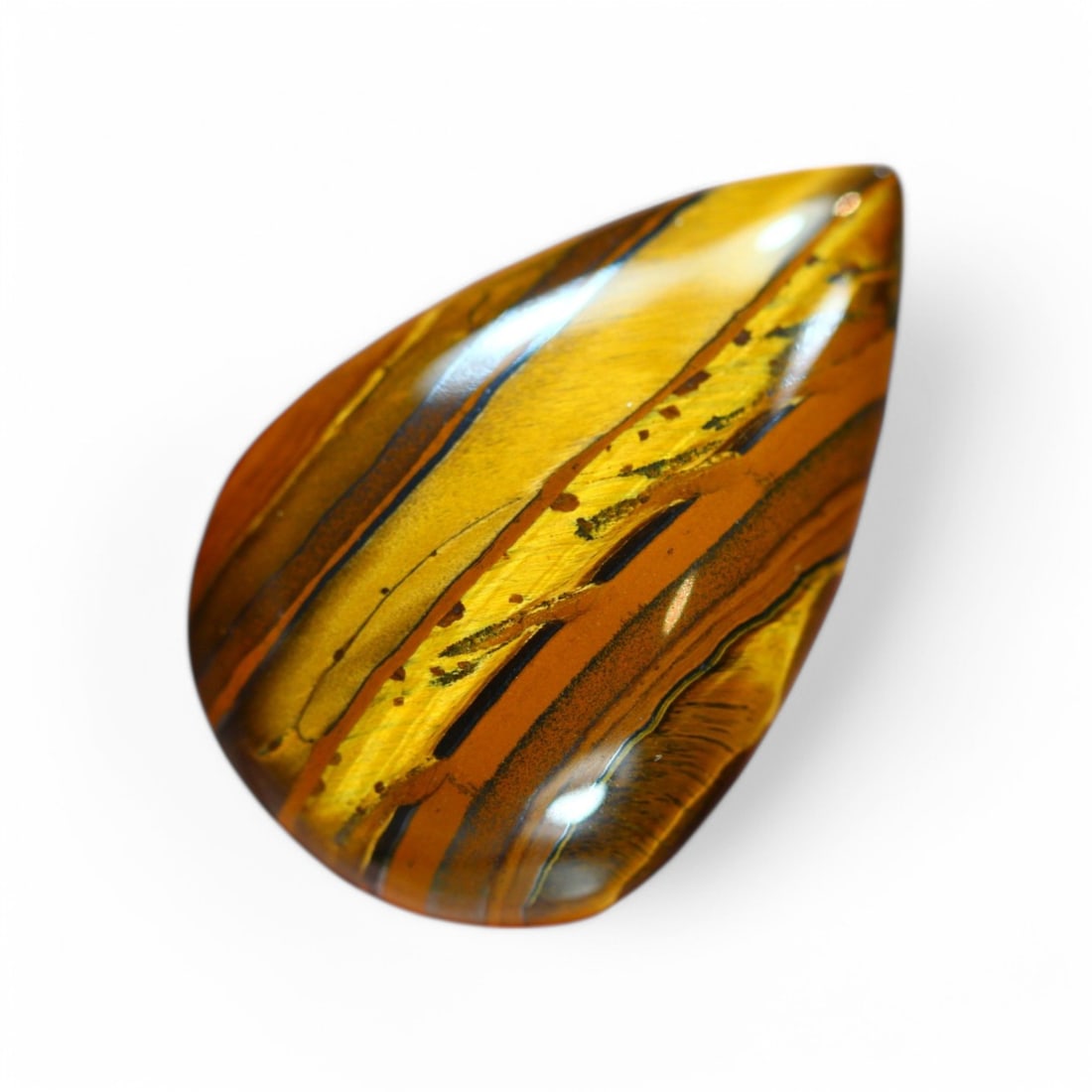 46.32 Carat Natural Golden Tiger Eye Cabochon: Auction lot of Africa Tiger Eye Gem Type: Natural Tiger Eye Carat Weight: 46.32Ct Dimension: 33.2 x 21.9 x 7.6 mm Origin: Africa Treatment: Unheated Type: Cabochon, Polished Birthstone for June and is