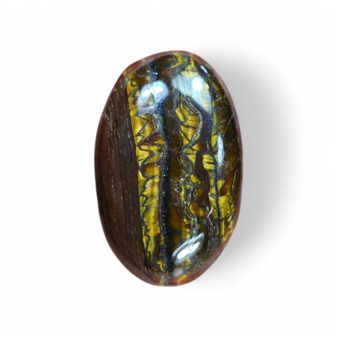 35.61 Carat Natural Golden Tiger Eye Faceted Gems: Auction lot of Africa Tiger Eye Gem Type: Natural Tiger Eye Carat Weight: 35.61Ct Dimension: 28.7 x 18.0 x 6.8 mm Origin: Africa Treatment: Unheated Type: Cabochon, Polished Birthstone for June and is